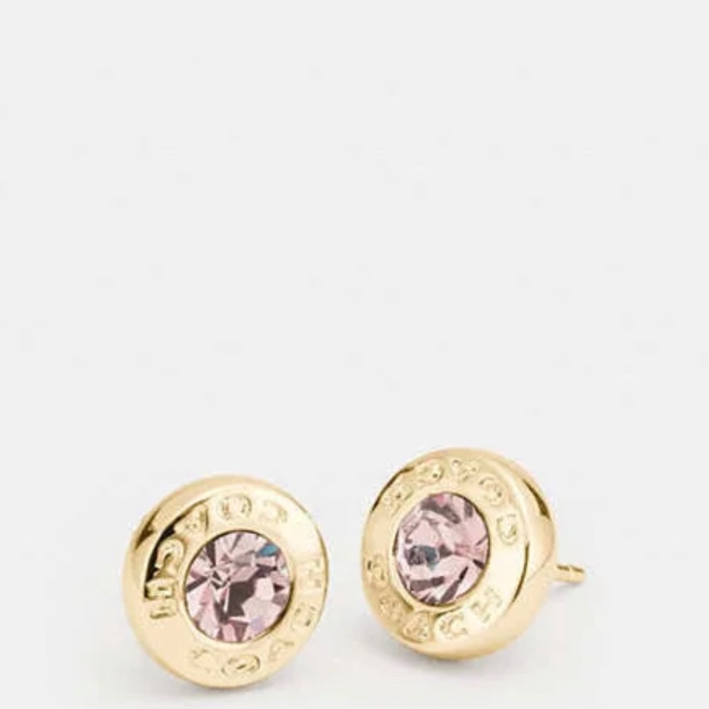Coach Open Circle Stone Stud Earrings